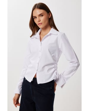 Getailleerde Poplin Shirt met Plissé Detail