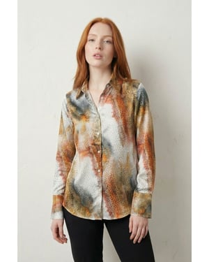 Abstracte Print Knopsluiting Langsleeve Shirt