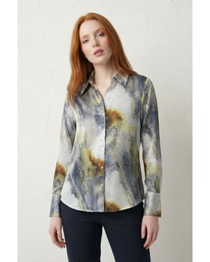 Abstracte Print Knopsluiting Lange Mouwen Shirt