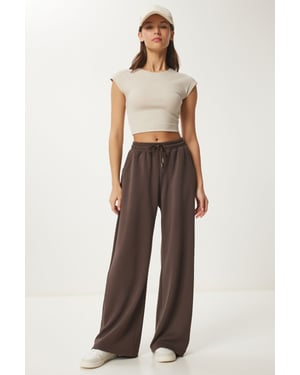 Brede Pijpen Sweatpants met Touwsluiting