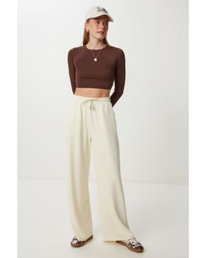 Brede Pijpen Sweatpants met Touwsluiting