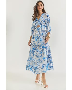 V-hals Bloemen Maxi Jurk met Strik