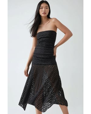 Strapless Kant Midi Jurk
