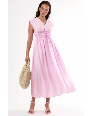 V-hals Midi Jurk met Strikdetails