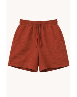 Hooggewaisted Textuur Katoenen Shorts