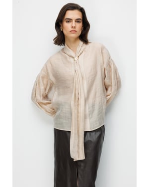 V-hals Blouse met Strikdetails