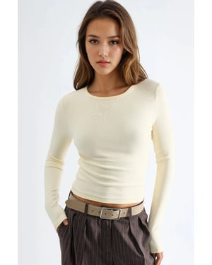 Langarmige Blouse met Ronde Hals