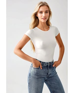 Slim Fit Crew Neck Gebreide Bodysuit