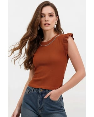 Geborduurde Textuur Crew Neck Blouse