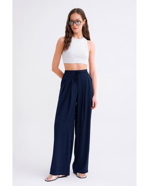 Hoge Taille Plissé Palazzo Broek