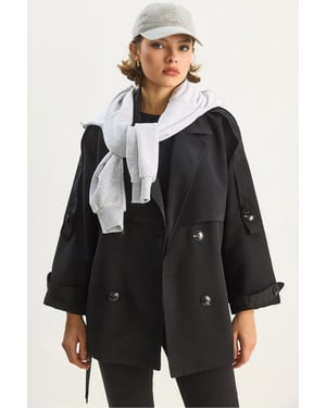 Knopen Midi Trenchcoat