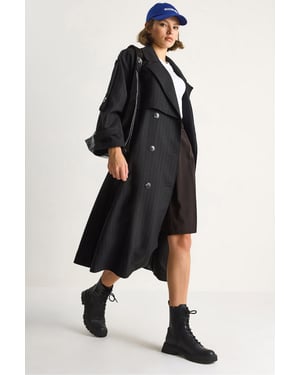Katoenen Midi Trenchcoat met Dubbele Knopenclosure