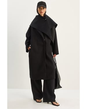 Oversized Sjaalkraag Geknoopte Jas