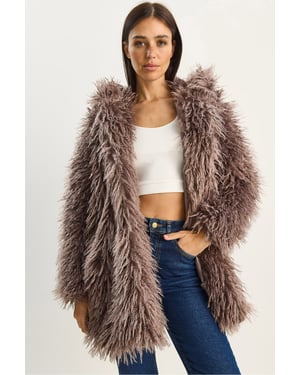 Oversized Hoody Faux Fur Jacket