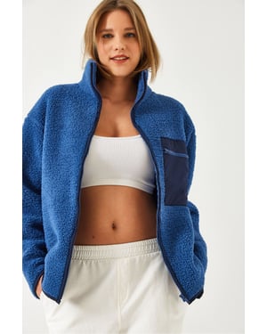 Pluche Ritskraag Faux Bont Jacket