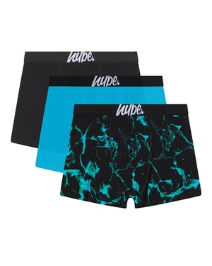 3-Pack Jongensboxers Zwart, Turquoise & Zwembadenprint Zachte Ademende Ondergoed