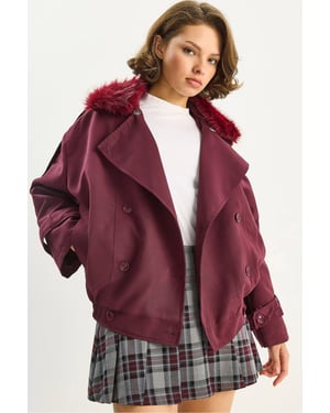 Trenchcoat met Nepbont Kraag