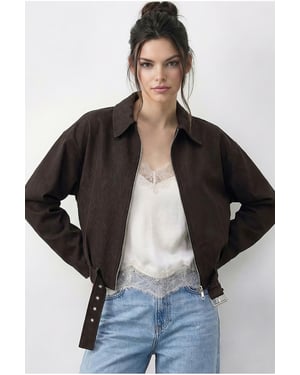 Oversized Denim Bomberjack met Riem