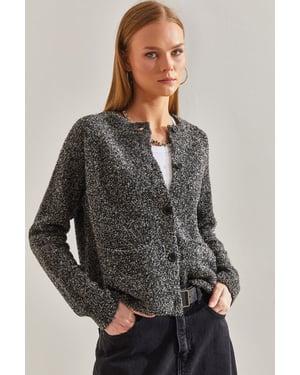 Textured Knit Cardigan met Knopen Sluiting
