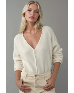 Ultra Zachte V-hals Knop Cardigan met Dubbel Gebruik