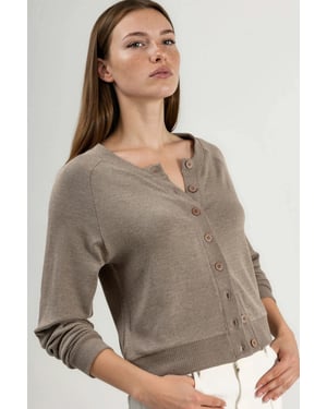 Ronde hals knoop cardigan