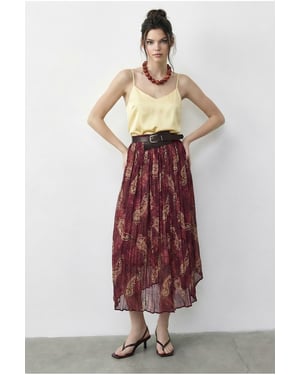 Hoog Taille Paisley Maxi Rok met Riem