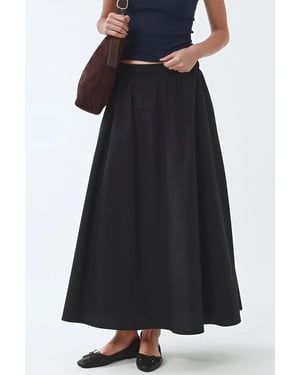 Elastische Taille Midi Rok met Zakken