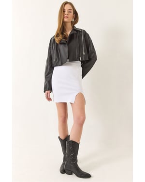 Hoge Taille Minirok met Split