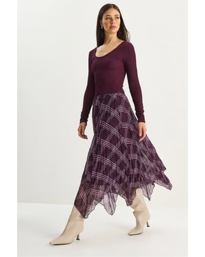 Gestreepte Geruite Midi Rok