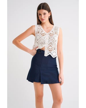 Belted Hoge Taille Wrap Front Shorts met Splitdetail