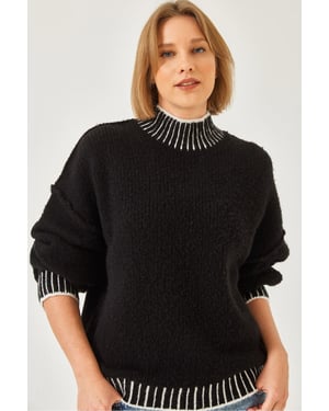 Patroon Turtleneck Losse Fit Trui