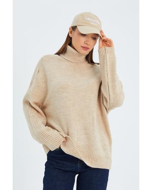 Losse Pas Turtleneck Gebreide Trui