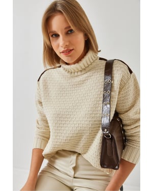 Textuur Turtleneck Gebreid Sweater