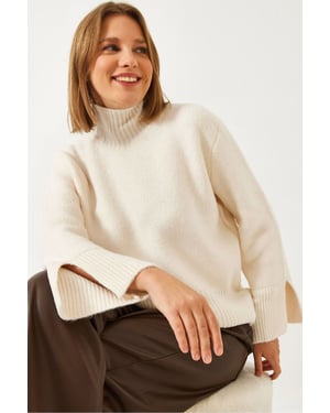 Turtleneck Relaxed Fit Trui met Splitdetail
