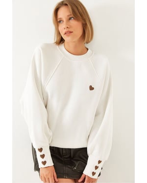Geborduurd Ronde Hals Lange Mouwen Sweatshirt