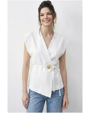 Gordel V-Hals Crepe Vest