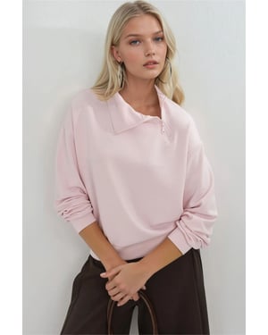 Ontspannen Pasvorm Ritskraag Sweatshirt