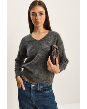 V-hals Textured Knit Trui