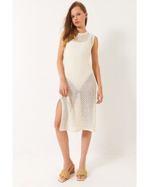 Kanten Gebreide Midi Cover-Up met Splits