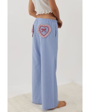Hart Detail Wijde Benen Ruitjes Lounge Broek