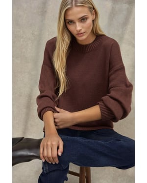 Dikke Gebreide Crew Neck Lange Trui