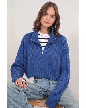 Getextureerde Lange Mouwen Gevoerd Kraag Sweater