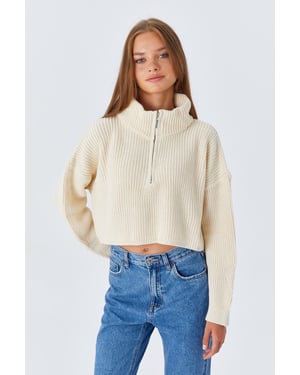 Textuur Longsleeve Trui met Ritskraag