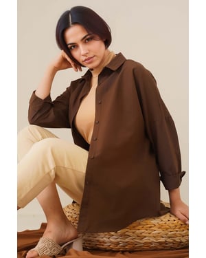 Ontspannen Pasvorm Poplin Shirt met Knopen Sluiting