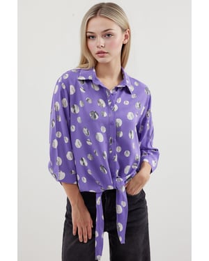 Geprinte Viscose Blouse met Strik