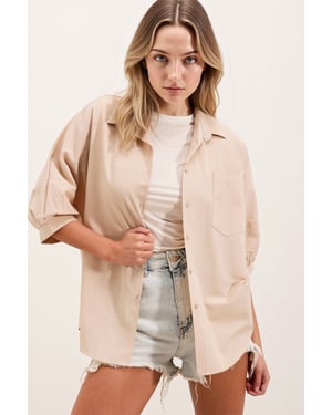 Losse Pasvorm Poplin Shirt met Pocket