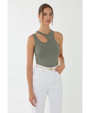 Asymmetrische Kraag Crop Top
