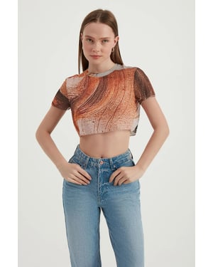 Abstract Tüllen Crop Top