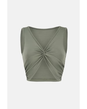 Stevige Rib Twist Voorkant Crop Top