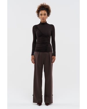 BENU Bruine blouse met plooien en col